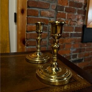 Vintage Elegant Gold Brass Candlestick Holders